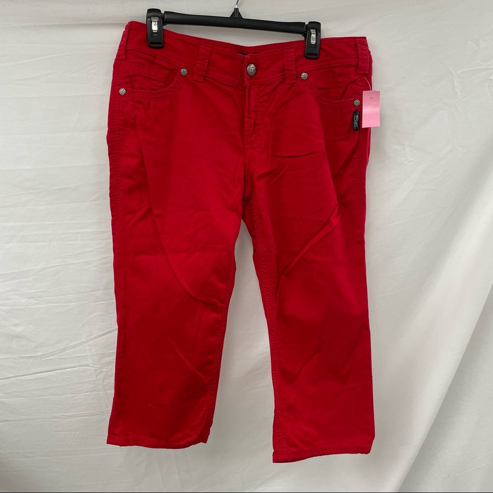 Silver Red Capris Size 18